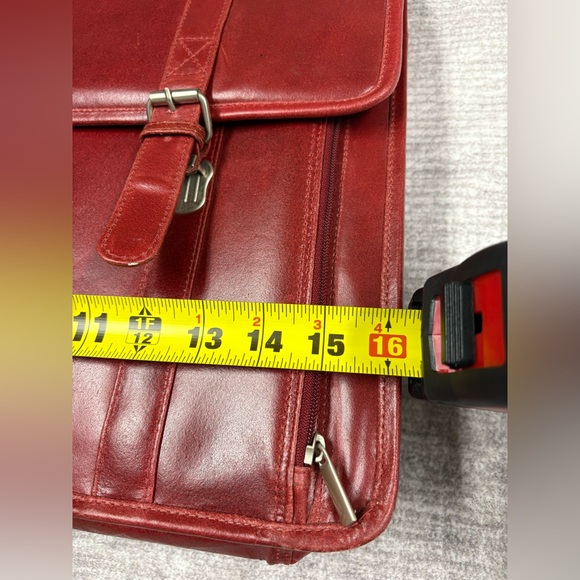 Wilson's Leather Burgundy Red Briefcase Laptop Work Bag Office Academia Boss - Picture 6 of 12